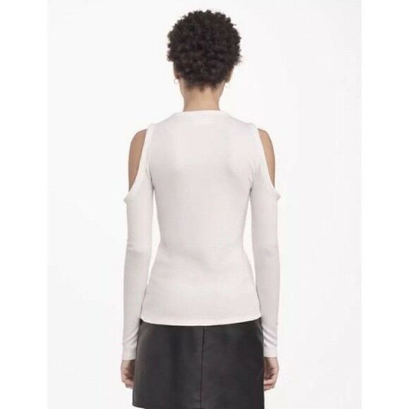 NWT RAG & BONE Sz XXS GWEN COLD SHOULDER RIBBED PULLOVER SWEATER TOP - Picture 3 of 4